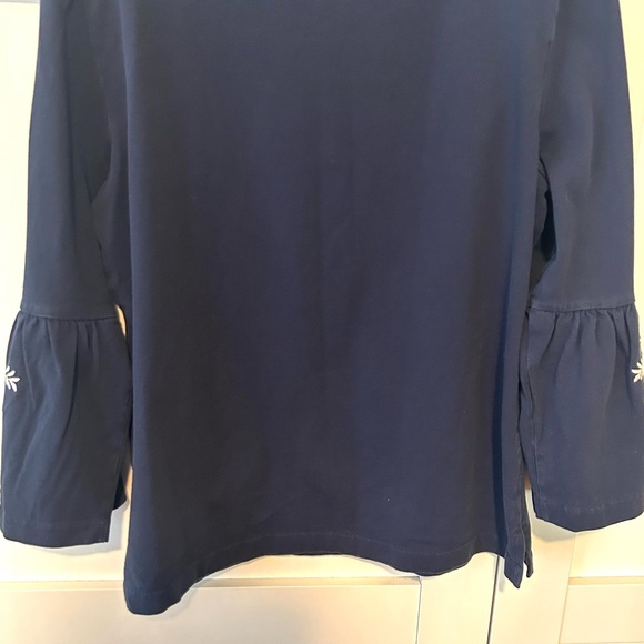 J. Crew Women's Navy and White Embroidered Bell Sleeve Cotton Top‎ in Size L - Picture 10 of 13